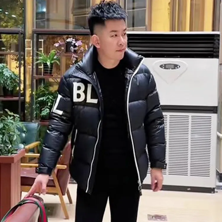 冬季潮牌立领羽绒服男士时尚印花保暖夹克高级感百搭短款休闲外套