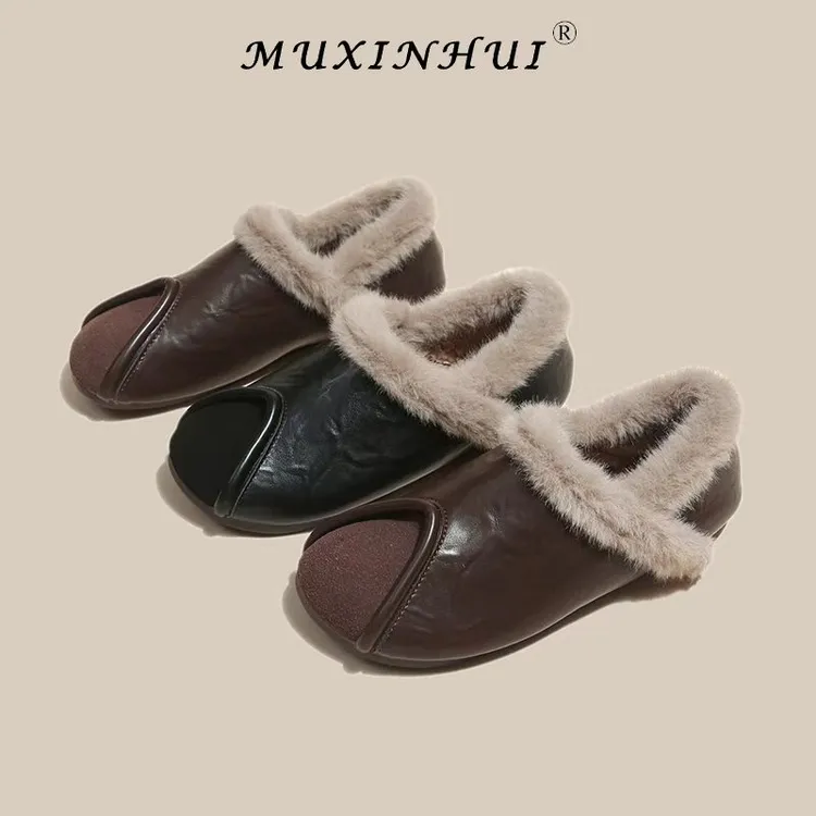 【品牌】2025冬季新毛毛鞋女豆豆鞋爆款懒人鞋外穿豆豆鞋防水8899