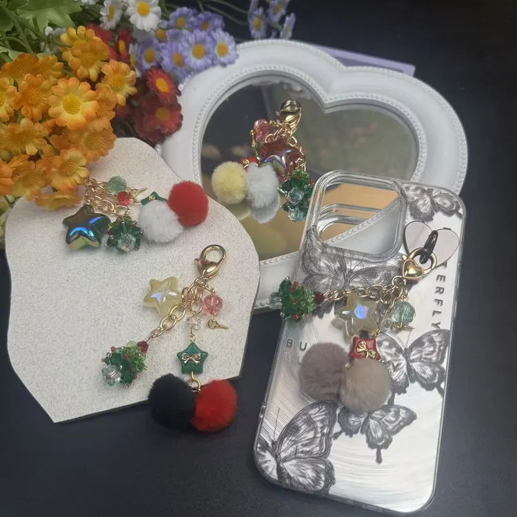 【圣诞晶晶明拍款】原创潮玩手工DIY礼物萌粒手机挂饰包挂钥匙扣