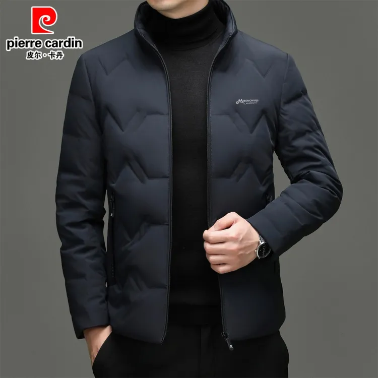 皮尔卡丹男士立领羽绒服保暖外套男装商务休闲鸭绒轻薄款时尚男装