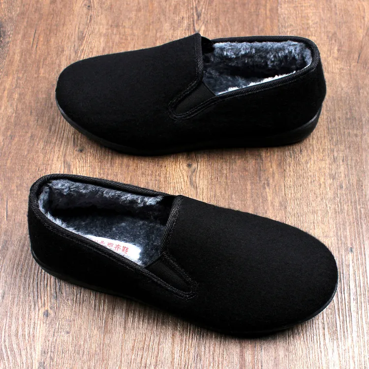 2025新款冬季加绒一脚蹬软底老北京布鞋男加厚保暖棉鞋舒适爸爸鞋