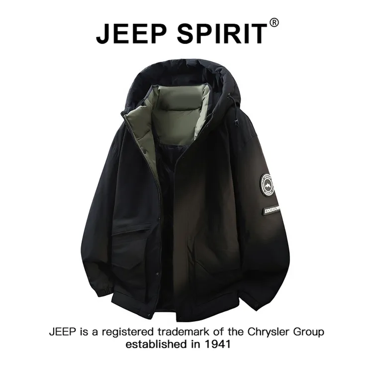 JEEPSPIRIT吉普时尚中长款羽绒服男冬季款工装风加厚休闲御寒外套