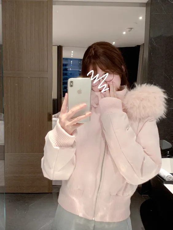 粉色立领短款大毛领羽绒服女2025冬季新款小个子加厚保暖棉服外套