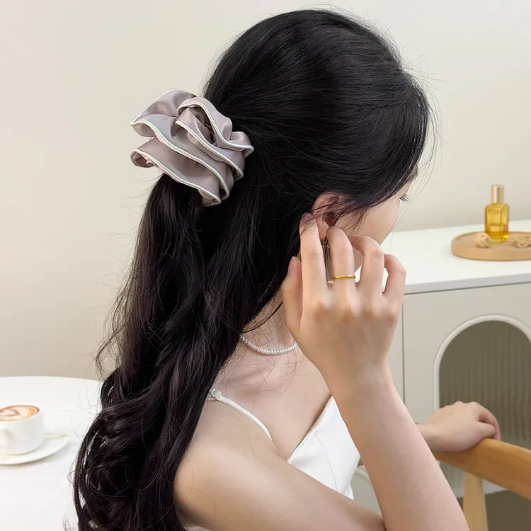 【3件8折】气质后脑勺真丝发圈大肠圈女士韩系简约丸子头半扎发发饰