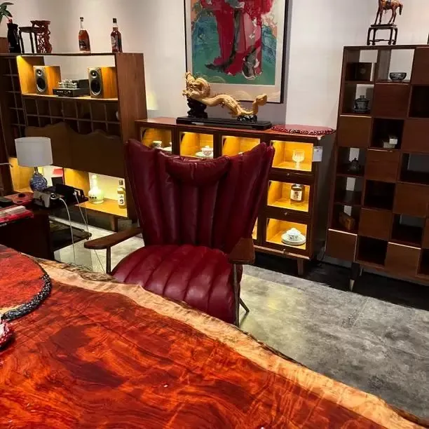 茶室设计头层牛皮主人椅休闲沙发真皮轻奢单人意式皮艺加高战神椅