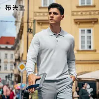 Mr.Bu布先生亲肤长袖针织T简约翻领设计秋季休闲POLO衫男BT16882