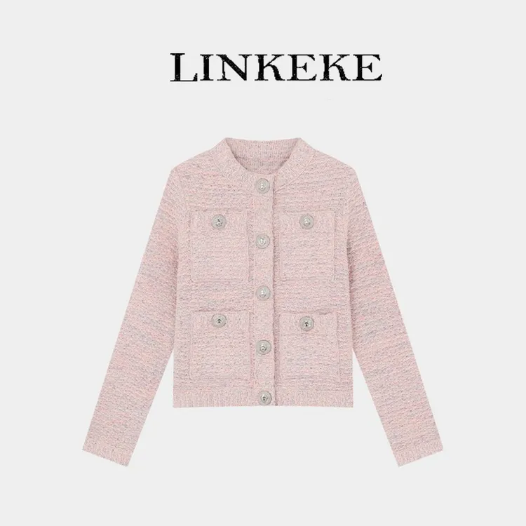 法式气质小香风软糯针织开衫秋冬大码女装胖MM设计感时尚外穿上衣