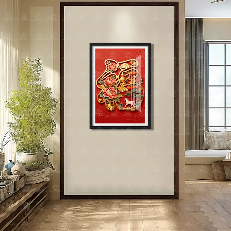 【进口棉布】爱阁十字绣骏马送金福中国风国画风景客厅书房手工线绣