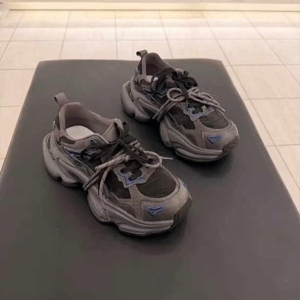 【波斐女款】蓝纹时尚百搭厚底休闲运动老爹鞋女3097