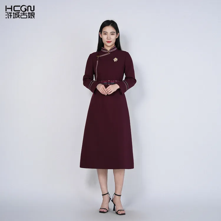 中国风百搭气质新款长款洋气新年搭配女灵曜连衣裙女装HASS010052