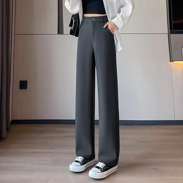 黑色阔腿牛仔裤女2025年春秋新款高腰宽松梨形身材窄版直筒裤