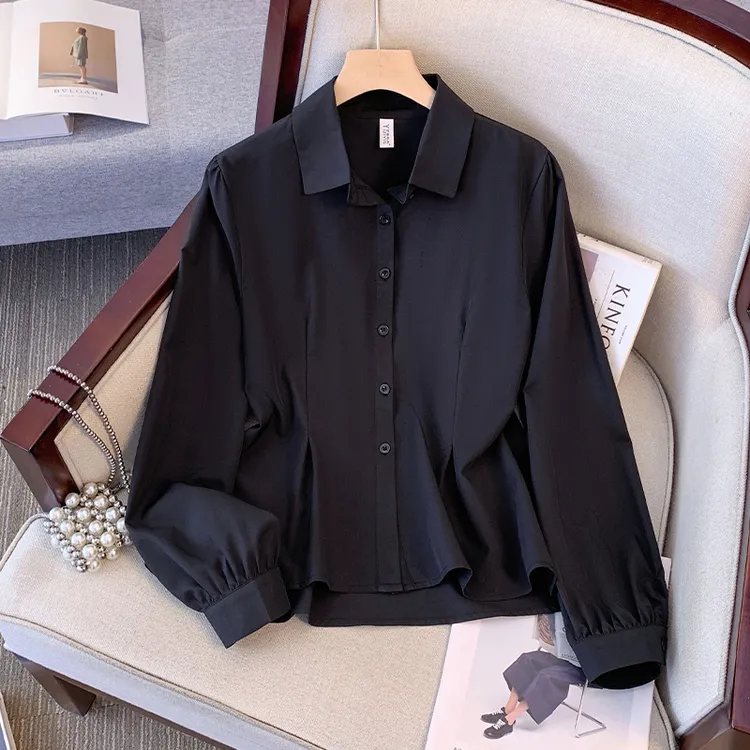 新款春秋款修身百搭衬衫收腰遮肚子小众设计感衬衣宝藏衣橱上新