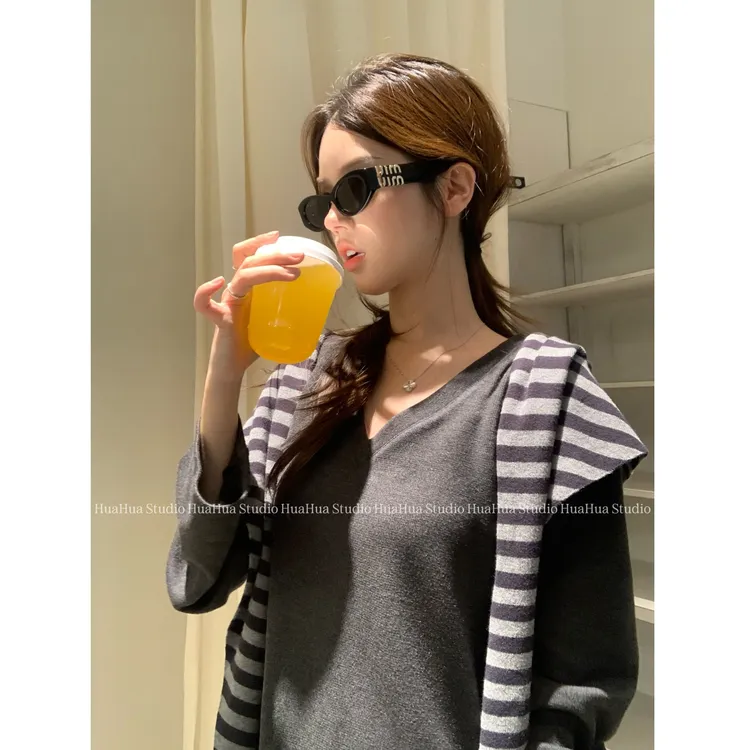 【花花】松弛偏爱！羊绒肤感定制面料休闲v领卫衣披肩+松紧腰直筒裤