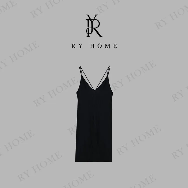 【容雨RYHOME】100醋酸细肩带V领吊带连衣裙252L1422