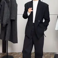 秋冬长袖韩版高级双排扣休闲西服套装男士百搭