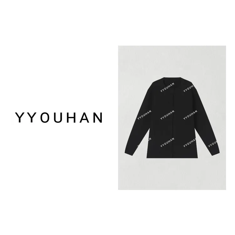 YYOUHAN   小众设计高密针织莱卡纱线圆领毛针织衫   2409B4021