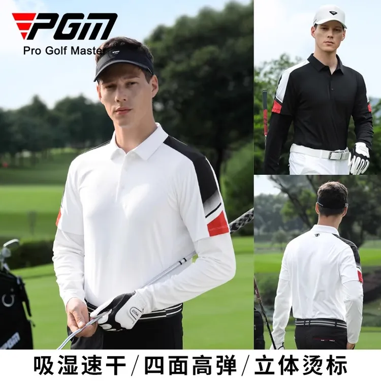 PGM2025高尔夫服装男装长袖t恤秋冬季速干抑菌高弹衣服上衣polo衫