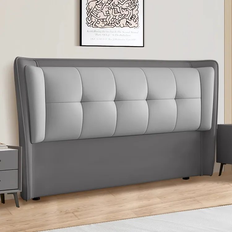 【高回弹海绵】新款全实木落地式一体床头软包全包靠背皮质