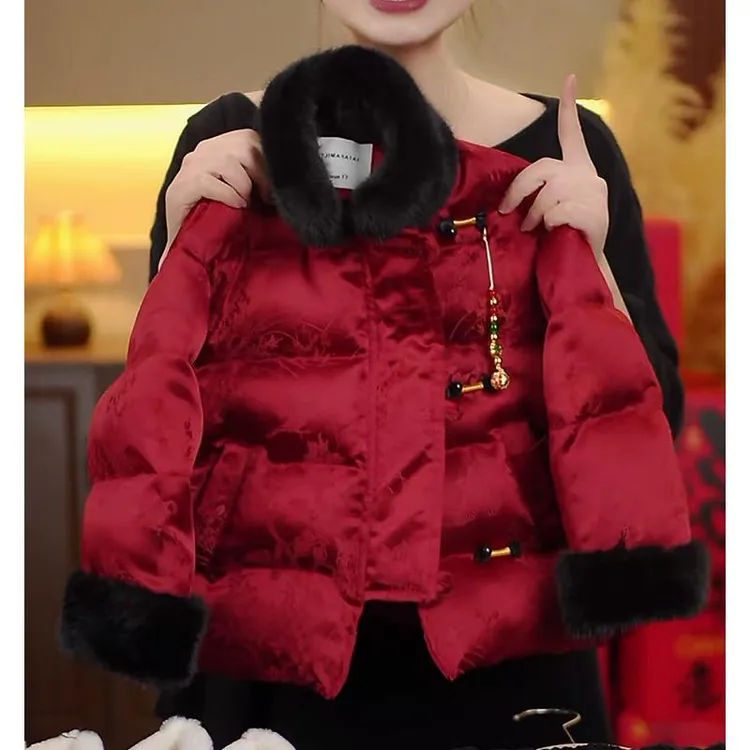 巴拉巴拉恩女童棉服冬装2025新款儿童加厚棉袄中国风拜年服冬季新