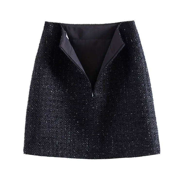 胖mm小香风半身裙2025春季新款大码时尚亮丝修身显瘦高腰短裙子