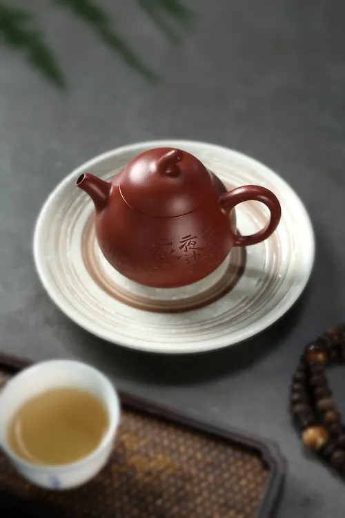 【手工原矿朱泥大红袍】 茄瓜紫砂壶140cc