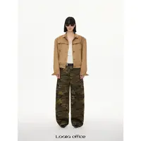 LOALA OFFICE【09.28新品】复古美式迷彩工装直筒裤