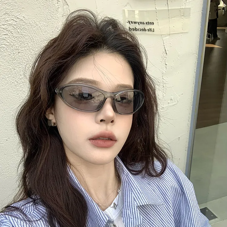 Y2K个性灰色发箍墨镜女辣妹欧美高级感未来朋克凹造型太阳眼镜男