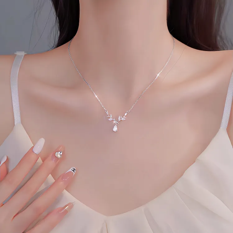 坠链均足银 999纯银月桂女神麦穗项链女2025新款爆款锁骨链送女友