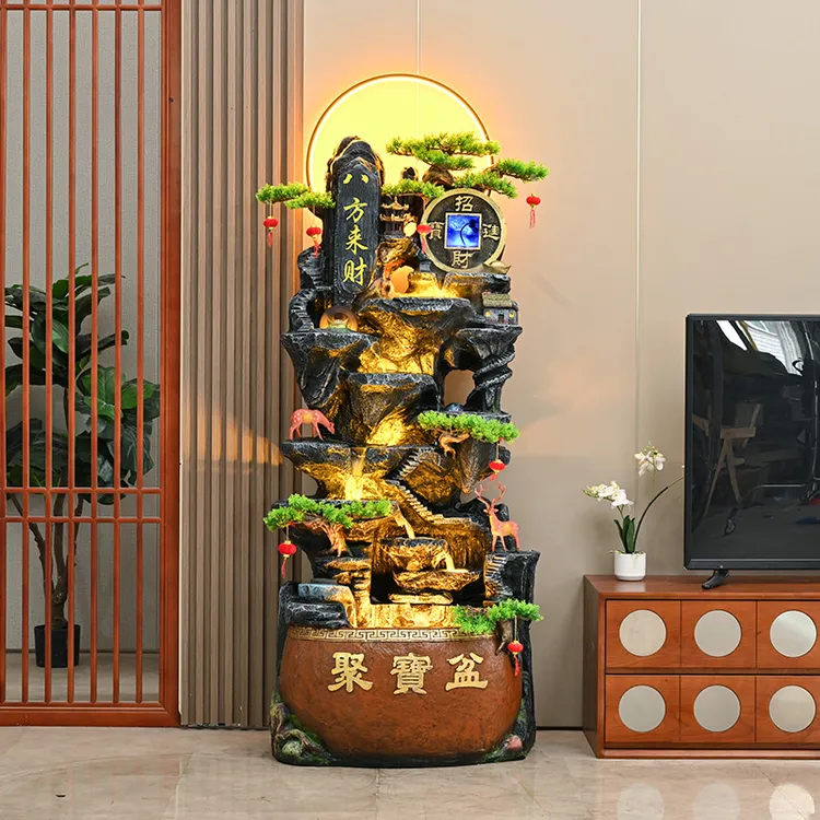 假山喷泉流水鱼缸摆件客厅阳台办公室装饰送礼循环水落地摆件