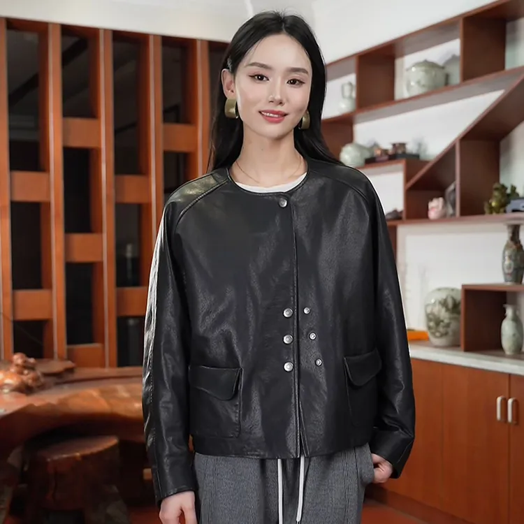N101【许我耀眼】女士植鞣小绵羊皮 90鹅绒真皮衣夹克休闲百搭外套