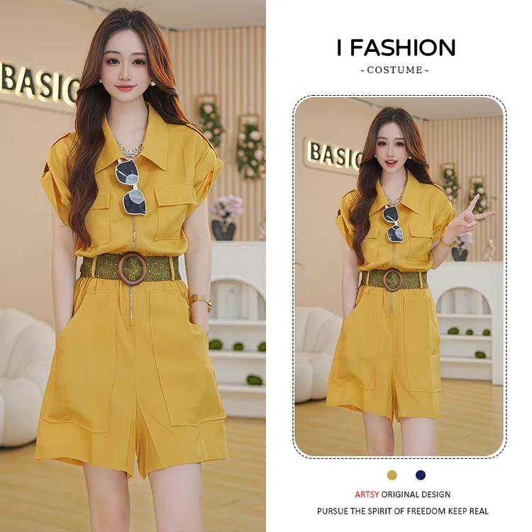 小个子休闲工装连体裤女2026年夏季新款气质时尚百搭显瘦短裤子潮