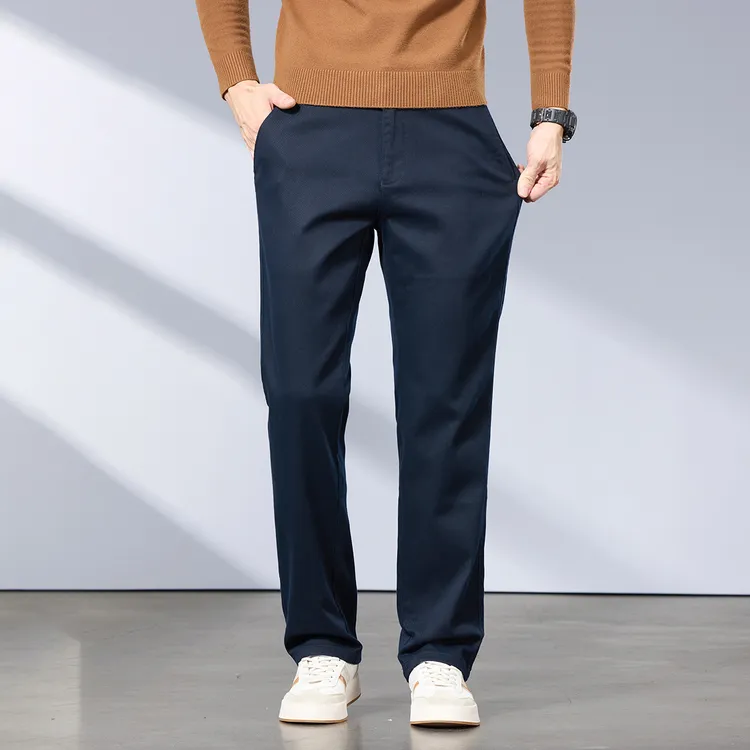 男装长裤冬季厚款重磅抓绒弹力休闲裤男士宽松棉莱赛尔秋冬直筒裤