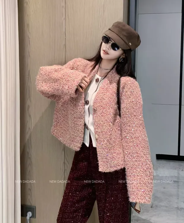利达 NEW DADADA 小香风粗花呢外套女时尚修身气质上衣CHZ2567