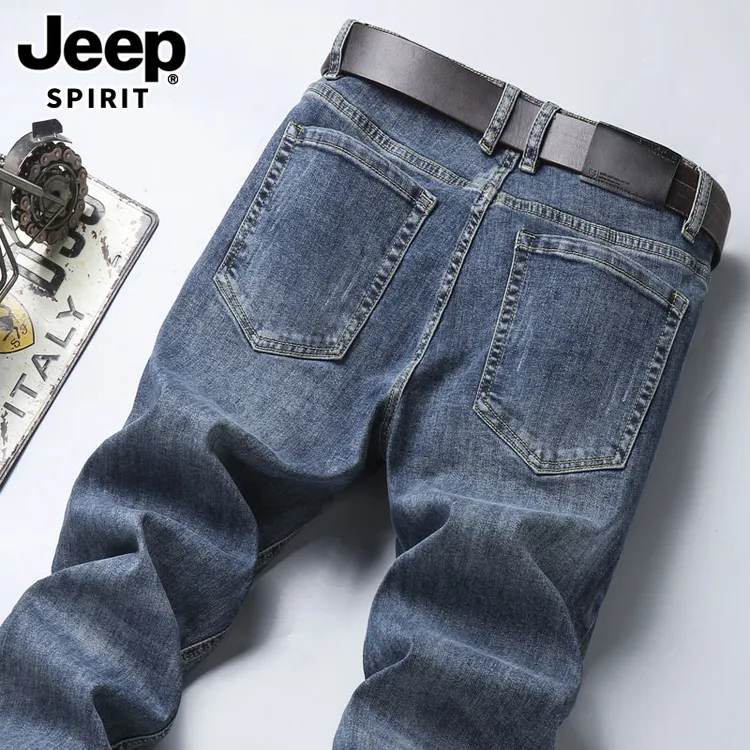 JEEPSPIRIT高端薄款牛仔裤男士夏季新款修身直筒裤男士休闲裤子男