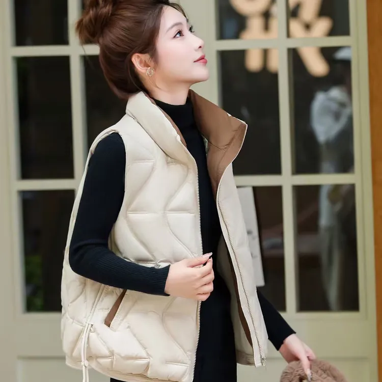 免洗棉马甲洋气韩版秋冬季保暖立领马夹修身百搭显瘦
