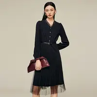 【尚雅专属】MOFAN摩凡冬新款黑色连衣裙MBL384049
