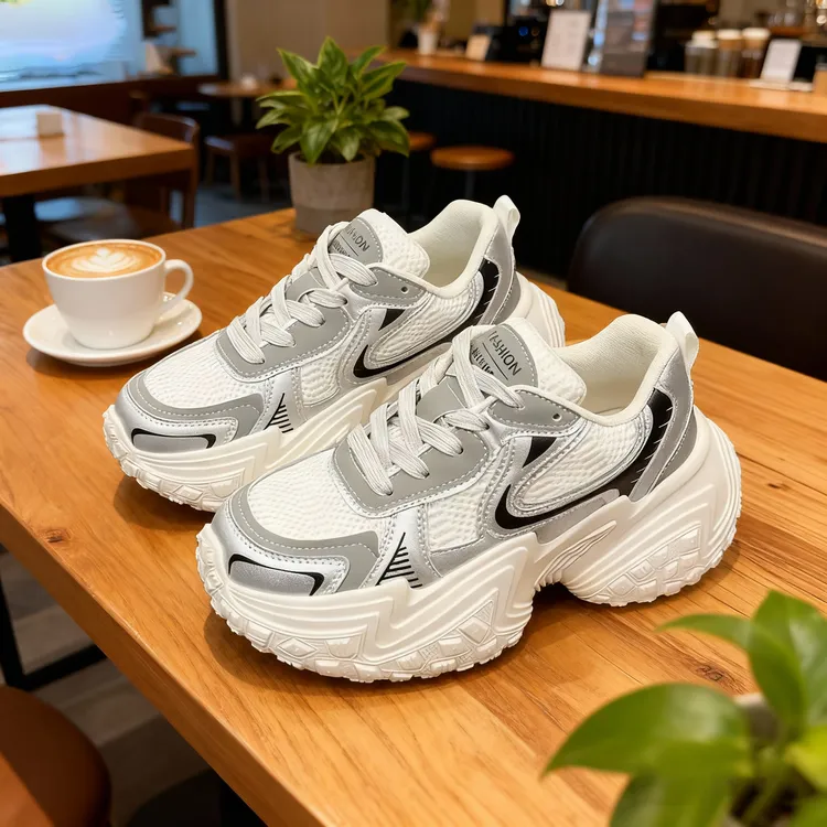 【免单专属】圆头时尚休闲鞋系带浅口胶粘透气老爹鞋休闲风常规款