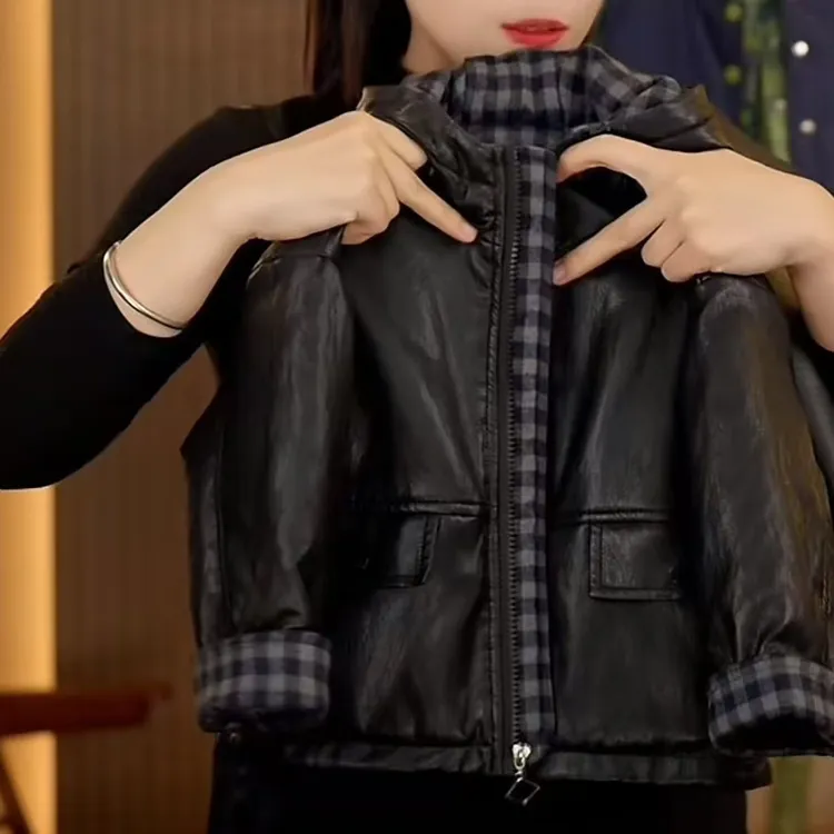 男童冬季加绒加厚外套时尚百搭儿童皮衣夹克连帽拼接网红短款棉衣