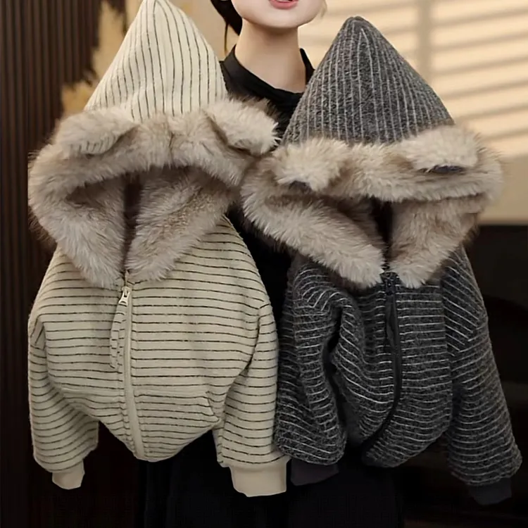 男女童加绒外套冬季2025新款加厚棉服宝宝洋气时髦连帽开衫卫衣潮