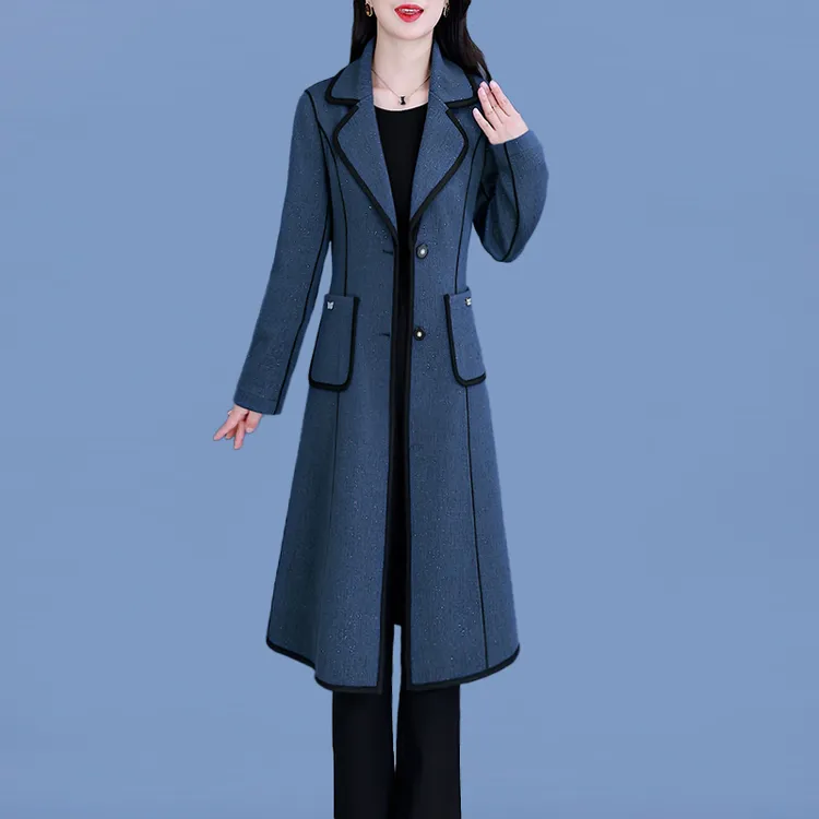 两面穿杭州意法风衣外套女2025新款爆春秋贵妇人高端中长毛呢大衣