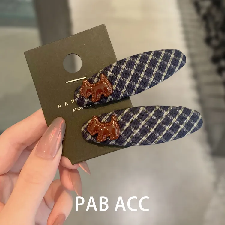 韩国ins风格纹狗狗掰掰夹懒人bb夹甜美鸭嘴夹女侧边刘海碎发夹子