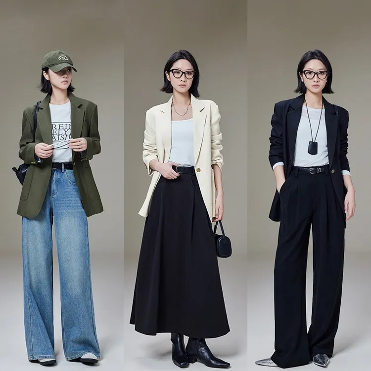 美洋MEIYANG【现货】橄榄西装 斜纹肌理简约干练通勤休闲西服外套