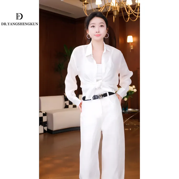 DR杨圣坤2025夏季薄款气质高级感时尚百搭苎麻衬衫女DR2503-0601