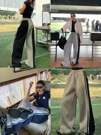 LI婉君【双面酷girl】早春抽绳松紧腰休闲宽松休闲裤女LWJ25A1K152