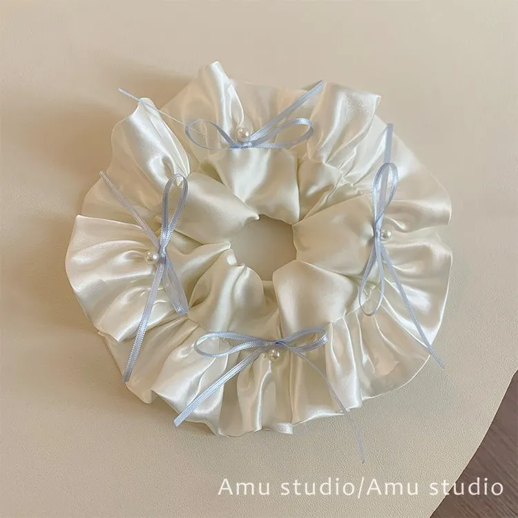 甜美芭蕾风缎面蝴蝶结大肠发圈少女扎头发丸子头发绳头绳皮筋发饰