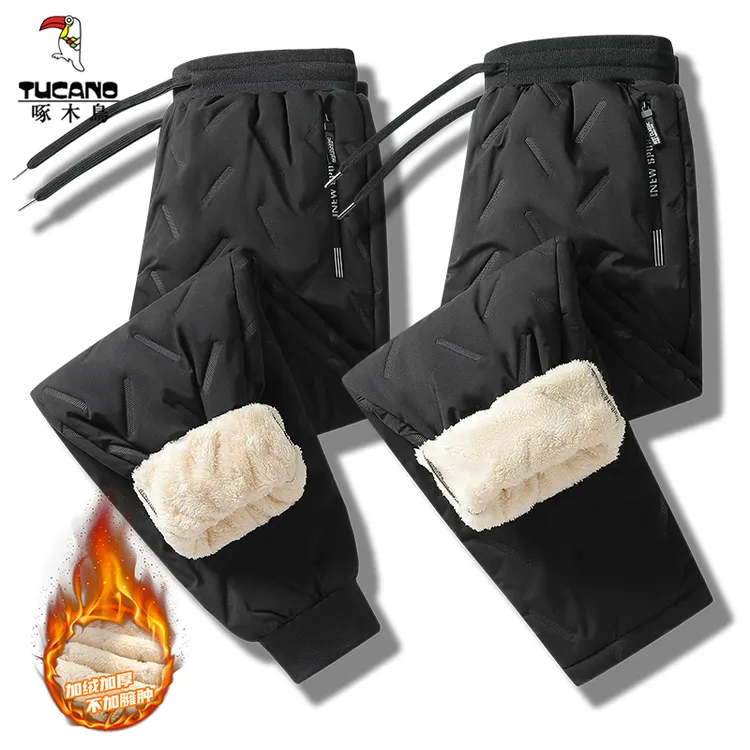 啄木鸟加绒加厚防寒裤子女冬季2025新款中老年防风防水大码休闲裤