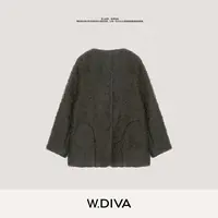 W.Diva【泊耳之拥】水波纹细腻蓬松马海毛短款毛呢外套54C242743