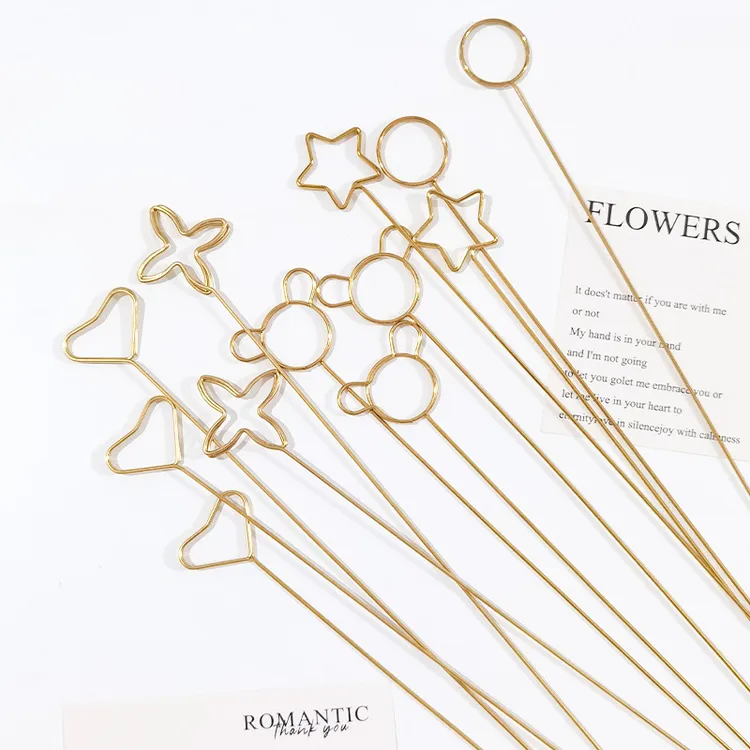 【花约】 金属插杆圆形欧式卡片夹开业装饰鲜花包装材料花店