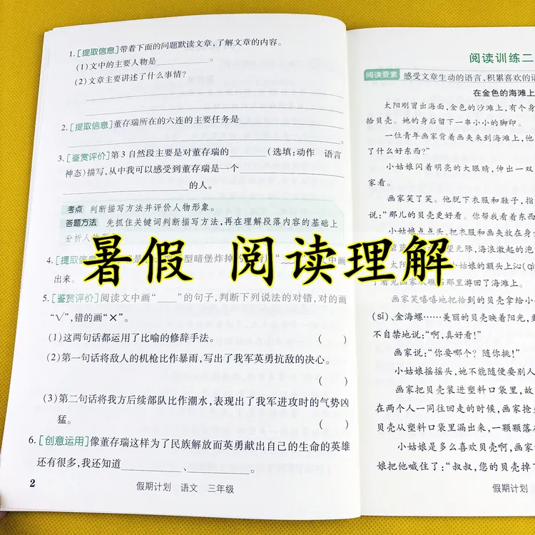 三升四暑假阅读理解训练书语文暑假作业练习册三年级暑假阅读理解