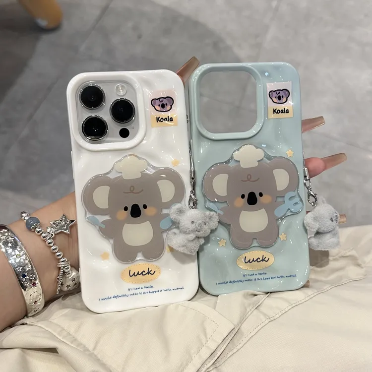 奥菲顿立体厨师考拉挂件适用iPhone15/16pro陨石纹手机壳14苹果13